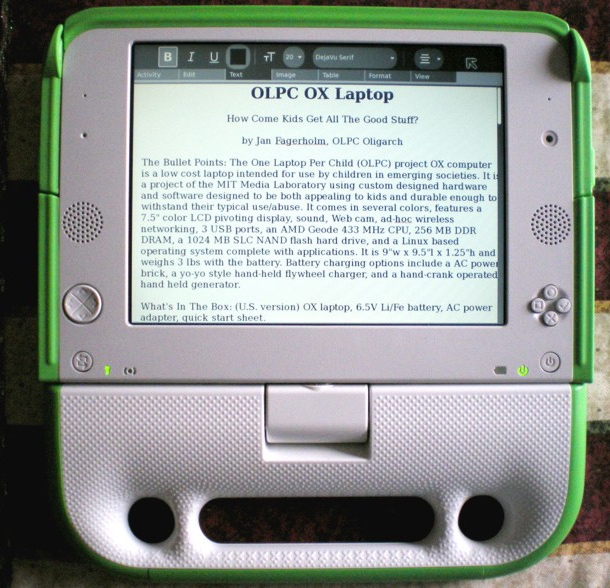 OLPC in tablet mode