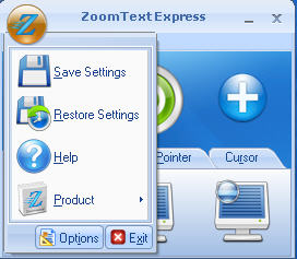 ZoomText Express Menu